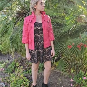 Black strapless faux lace A-Line dress